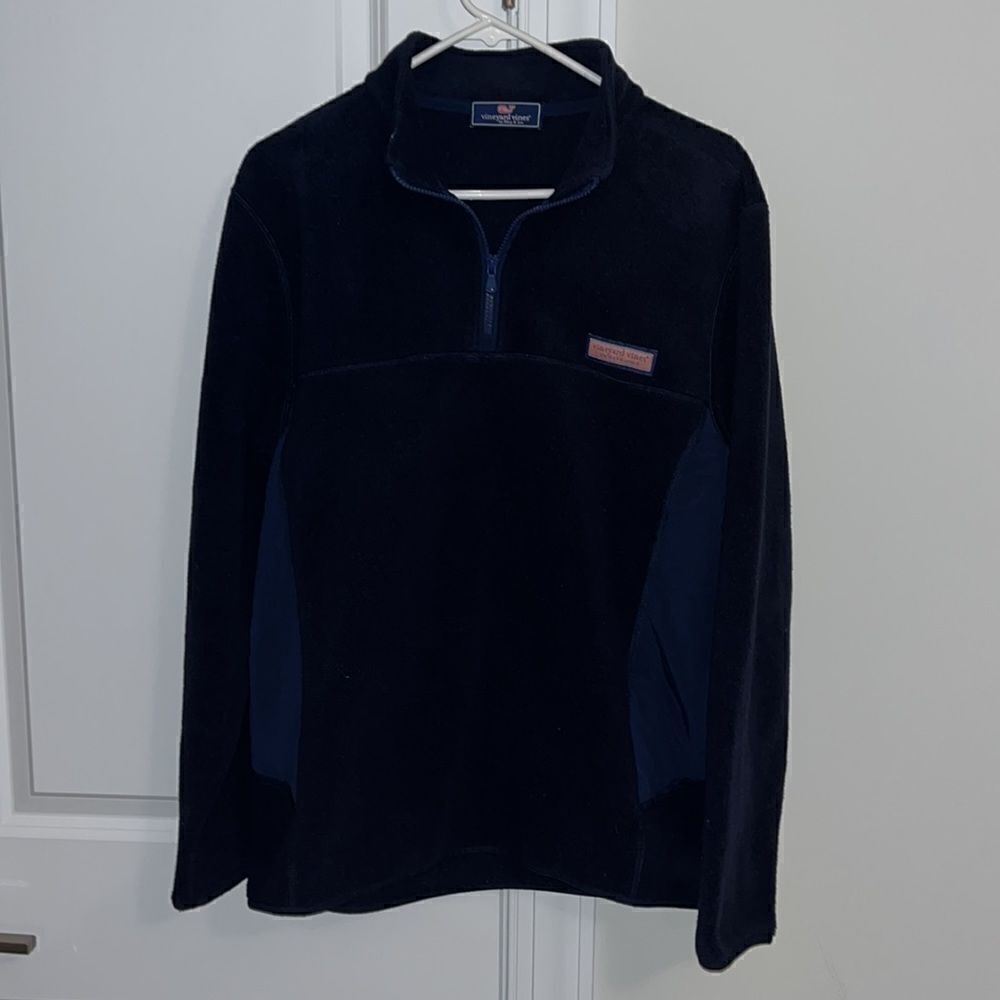 Martha’s Vineyard Whale Vines Blue Nylon & Fleece T neck Sailing sweatshirt M